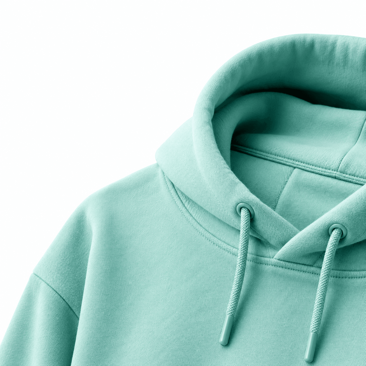 Hoodie detail — hood & drawstrings close-up
